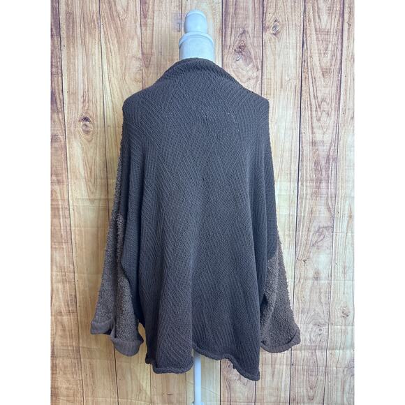 Free People Oversized Boucle Knit Wide Sleeved Brown Sweater Women's Size L - Picture 5 of 5